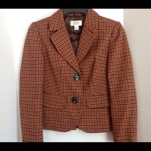 Talbots Red Black Plaid  Blazer Petite Wool